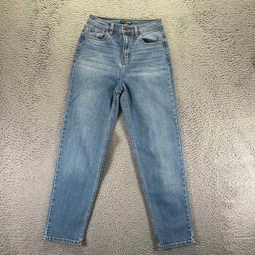 Fashion‎ Nova Jeans Womens 5 Blue Cotton Denim Skinny Leg Faded Workwear Stretch